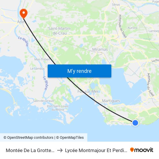 Montée De La Grotte N°3 to Lycée Montmajour Et Perdiguier map