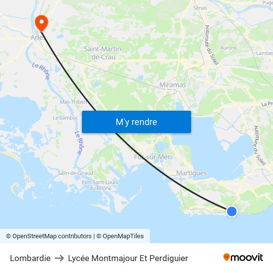 Lombardie to Lycée Montmajour Et Perdiguier map