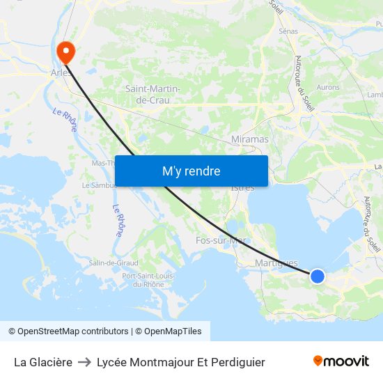 La Glacière to Lycée Montmajour Et Perdiguier map