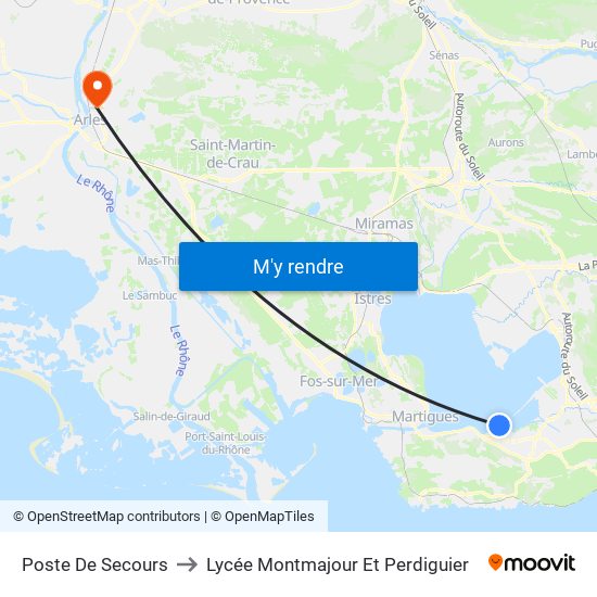 Poste De Secours to Lycée Montmajour Et Perdiguier map