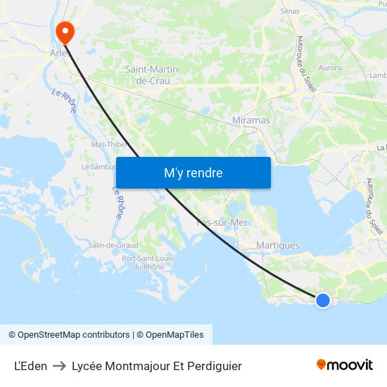 L'Eden to Lycée Montmajour Et Perdiguier map