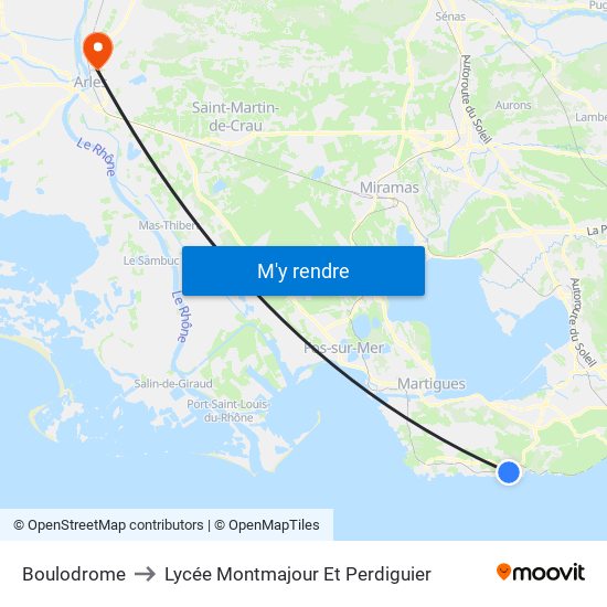 Boulodrome to Lycée Montmajour Et Perdiguier map