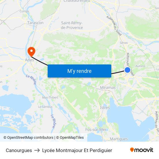 Canourgues to Lycée Montmajour Et Perdiguier map