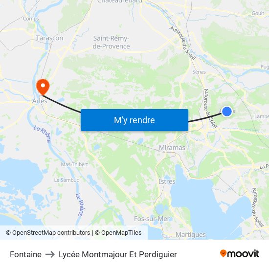 Fontaine to Lycée Montmajour Et Perdiguier map
