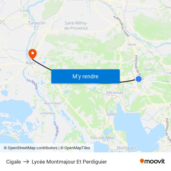 Cigale to Lycée Montmajour Et Perdiguier map