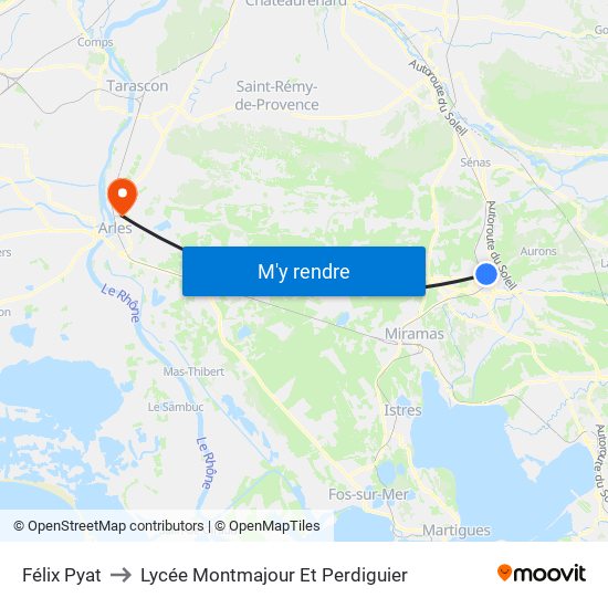 Félix Pyat to Lycée Montmajour Et Perdiguier map
