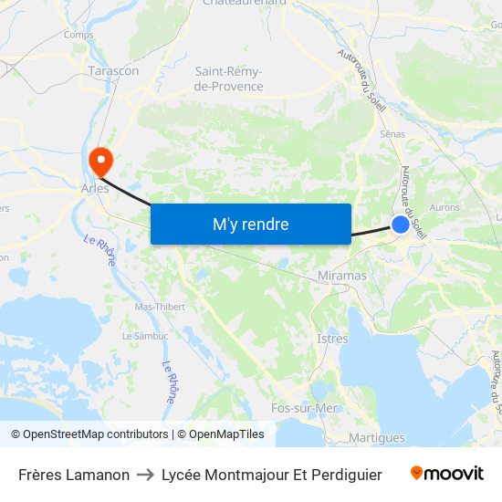 Frères Lamanon to Lycée Montmajour Et Perdiguier map
