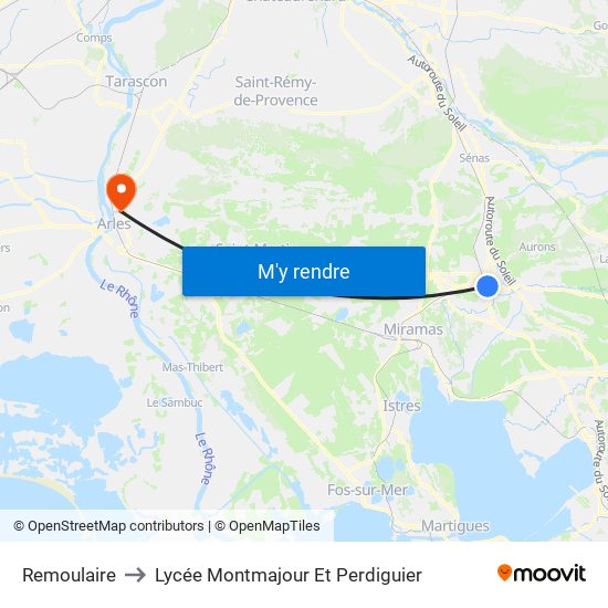 Remoulaire to Lycée Montmajour Et Perdiguier map