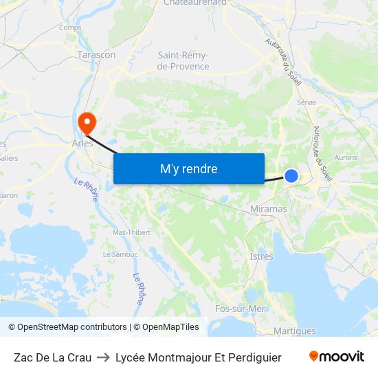 Zac De La Crau to Lycée Montmajour Et Perdiguier map