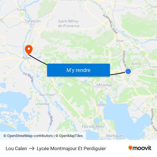 Lou Calen to Lycée Montmajour Et Perdiguier map