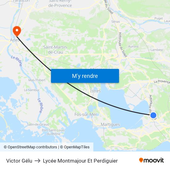Victor Gélu to Lycée Montmajour Et Perdiguier map
