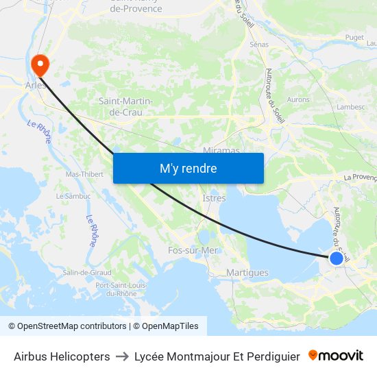 Airbus Helicopters to Lycée Montmajour Et Perdiguier map