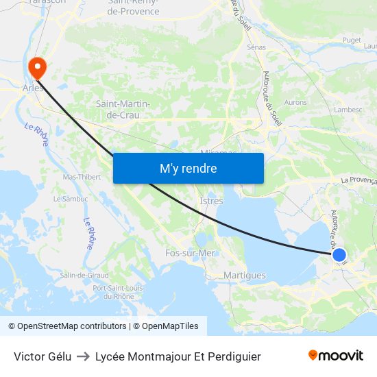 Victor Gélu to Lycée Montmajour Et Perdiguier map