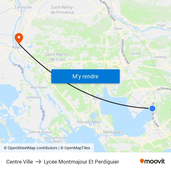 Centre Ville to Lycée Montmajour Et Perdiguier map