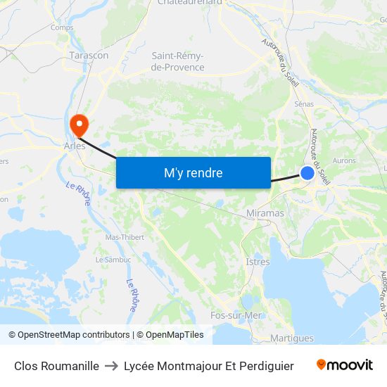 Clos Roumanille to Lycée Montmajour Et Perdiguier map