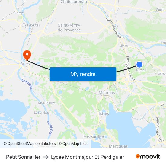 Petit Sonnailler to Lycée Montmajour Et Perdiguier map