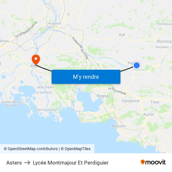 Asters to Lycée Montmajour Et Perdiguier map