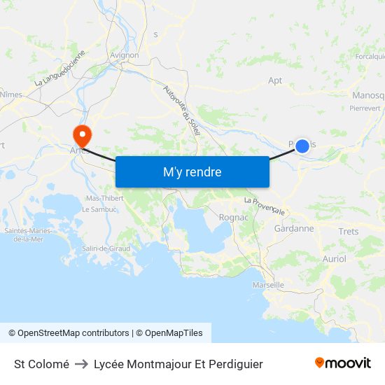 St Colomé to Lycée Montmajour Et Perdiguier map