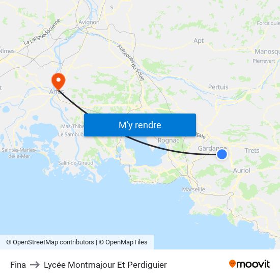 Fina to Lycée Montmajour Et Perdiguier map