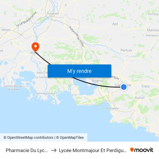 Pharmacie Du Lycée to Lycée Montmajour Et Perdiguier map
