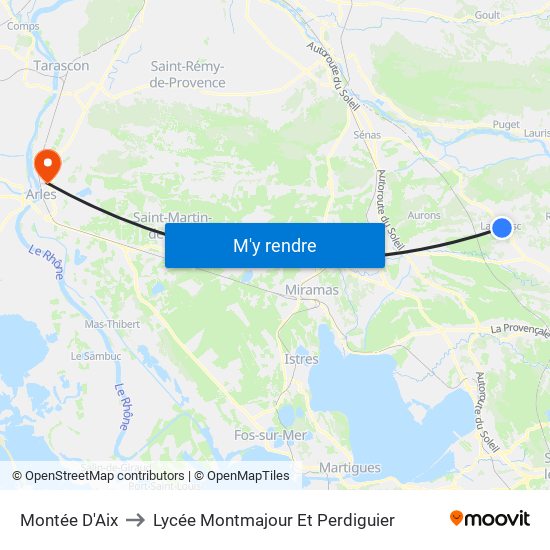 Montée D'Aix to Lycée Montmajour Et Perdiguier map