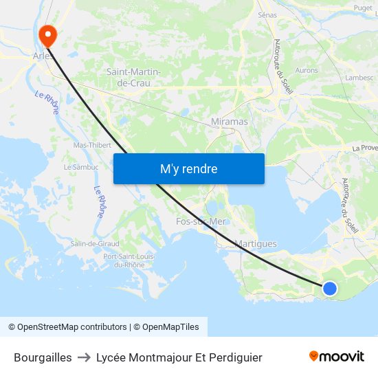 Bourgailles to Lycée Montmajour Et Perdiguier map