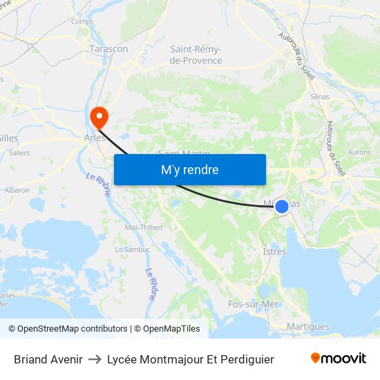 Briand Avenir to Lycée Montmajour Et Perdiguier map
