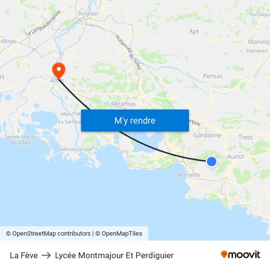 La Fève to Lycée Montmajour Et Perdiguier map