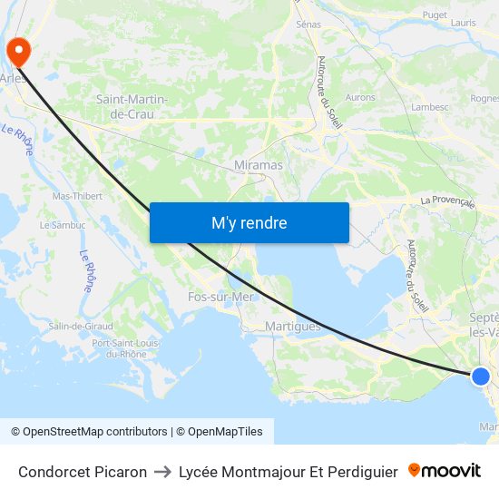 Condorcet Picaron to Lycée Montmajour Et Perdiguier map