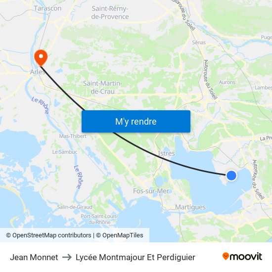 Jean Monnet to Lycée Montmajour Et Perdiguier map