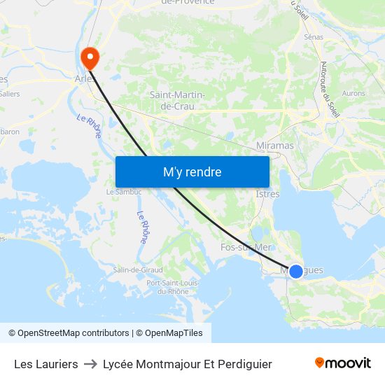 Les Lauriers to Lycée Montmajour Et Perdiguier map