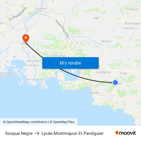 Souque Nègre to Lycée Montmajour Et Perdiguier map