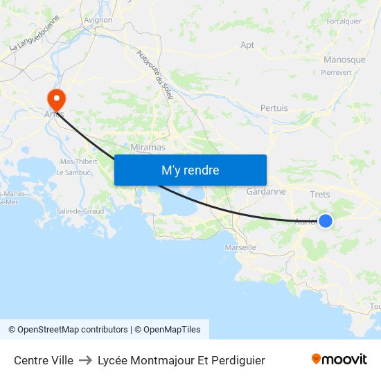 Centre Ville to Lycée Montmajour Et Perdiguier map