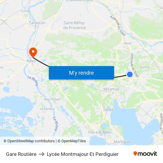Gare Routière to Lycée Montmajour Et Perdiguier map