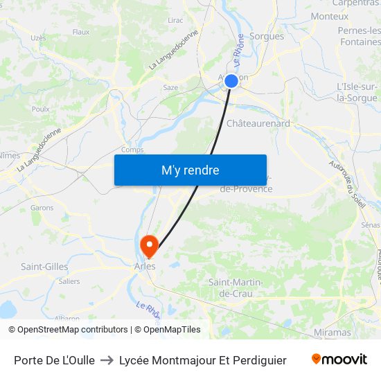 Porte De L'Oulle to Lycée Montmajour Et Perdiguier map