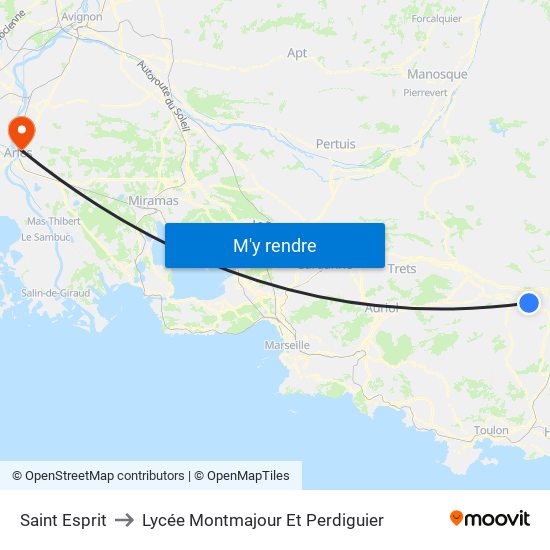 Saint Esprit to Lycée Montmajour Et Perdiguier map