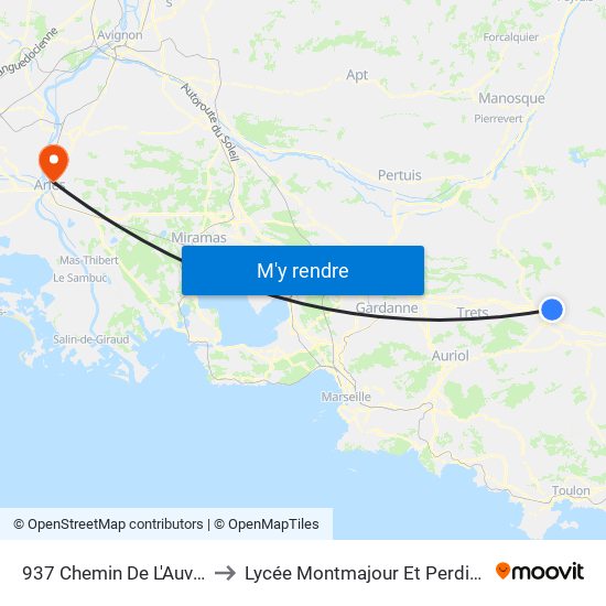 937 Chemin De L'Auvière to Lycée Montmajour Et Perdiguier map