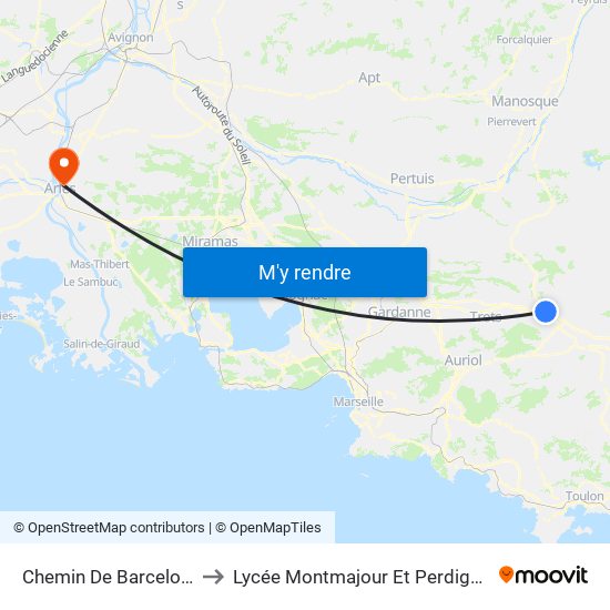Chemin De Barcelone to Lycée Montmajour Et Perdiguier map