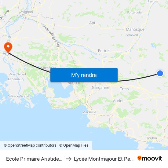 Ecole Primaire Aristide Briand to Lycée Montmajour Et Perdiguier map