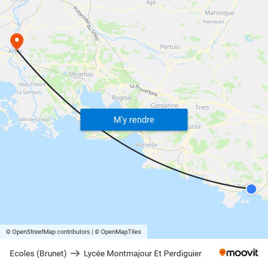 Ecoles (Brunet) to Lycée Montmajour Et Perdiguier map