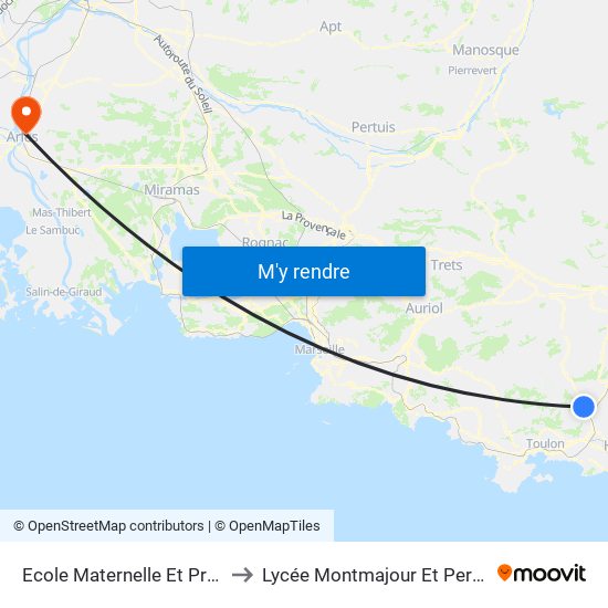 Ecole Maternelle Et Primaire to Lycée Montmajour Et Perdiguier map