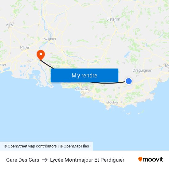 Gare Des Cars to Lycée Montmajour Et Perdiguier map