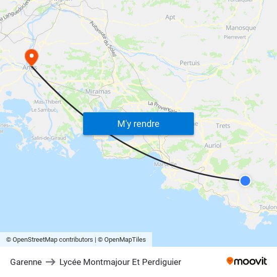 Garenne to Lycée Montmajour Et Perdiguier map