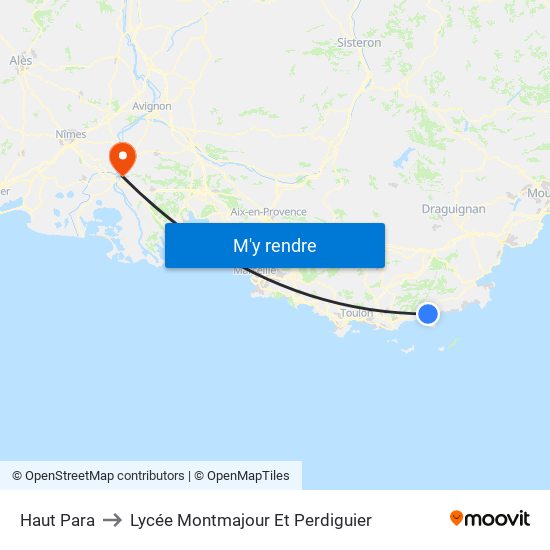Haut Para to Lycée Montmajour Et Perdiguier map