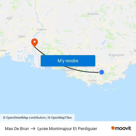 Mas De Brun to Lycée Montmajour Et Perdiguier map