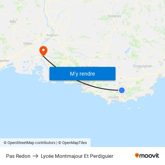 Pas Redon to Lycée Montmajour Et Perdiguier map