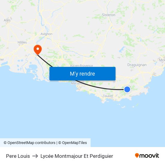 Pere Louis to Lycée Montmajour Et Perdiguier map