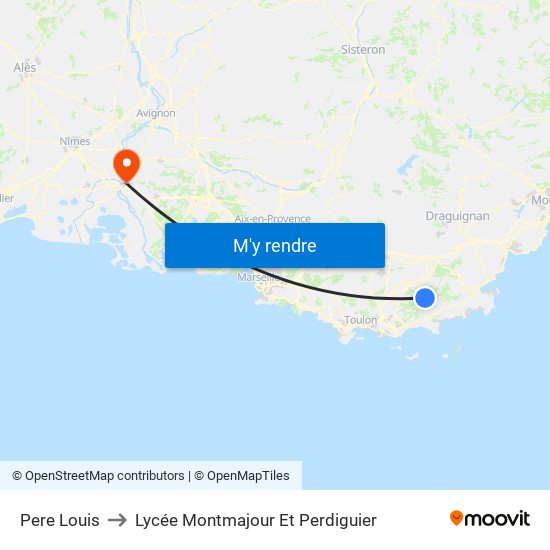 Pere Louis to Lycée Montmajour Et Perdiguier map