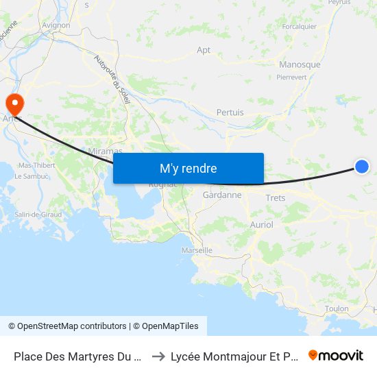 Place Des Martyres Du Bessillon to Lycée Montmajour Et Perdiguier map