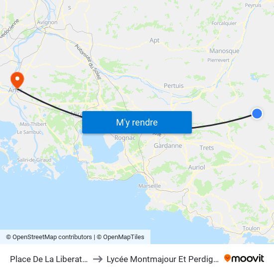 Place De La Liberation to Lycée Montmajour Et Perdiguier map
